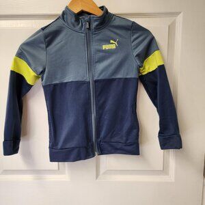 Puma blue and green full zip up track with neck collar youth size 6 jacket kid S